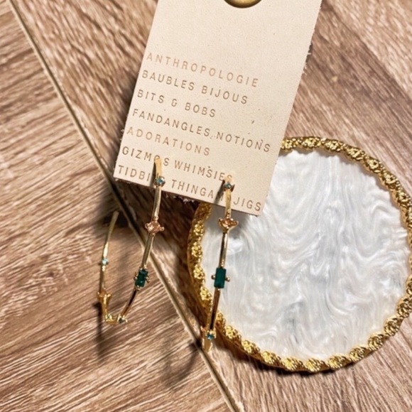 Anthropologie Jewelry - NWT Anthropologie hoop crystal earrings